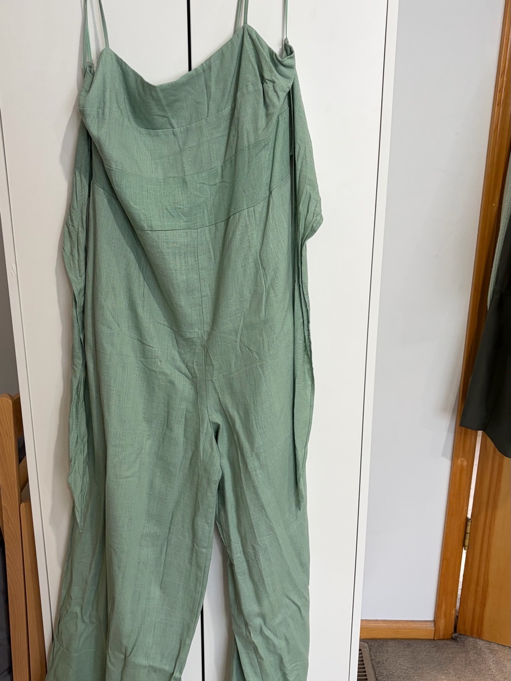 Francesca's Collections Sage Green Spaghetti-Strap Jumpsuit